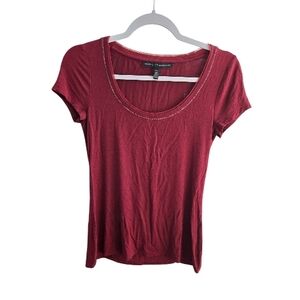 White House Black Market Modern Jersey Scoop Neck Burgundy Tee XXS